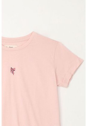 Camiseta Básica Estampada Rosada Para Niña