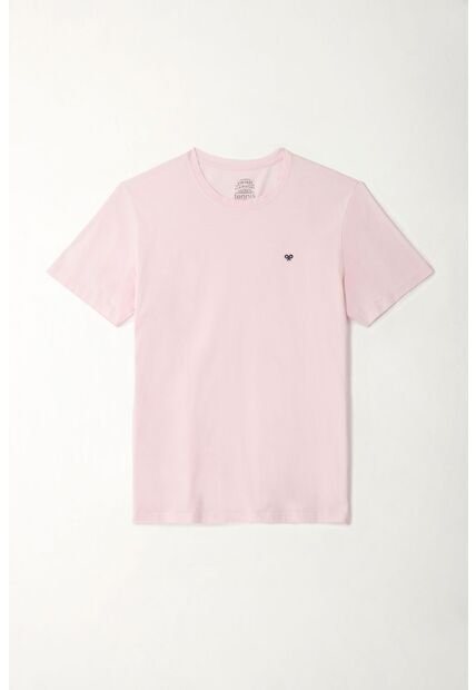 Camiseta Rosada Con Mini Raqueta Bordada Para Hombre