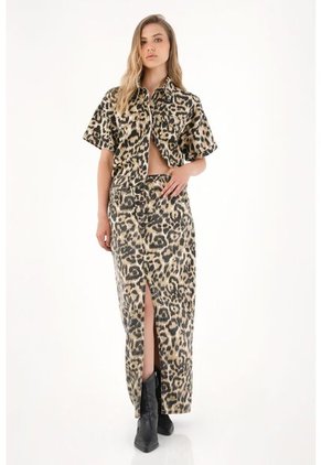 Tennis Camisa Crop Con Estampado De Animal Print Para Mujer