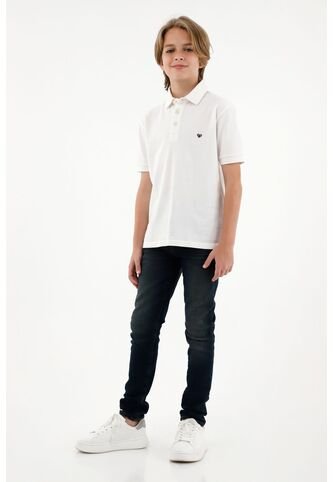 Polo Blanca Manga Corta Para Niño Tennis