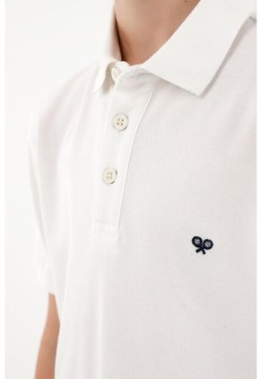 Polo Blanca Manga Corta Para Niño
