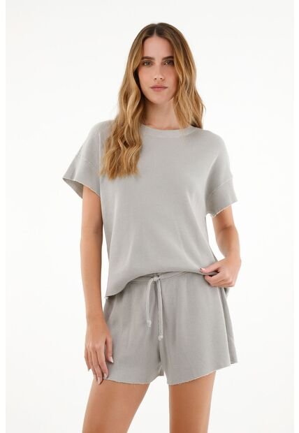 Pijama De Short Gris Para Mujer