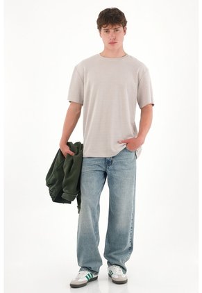 Camiseta Básica De Tela Con Textura Café Para Hombre