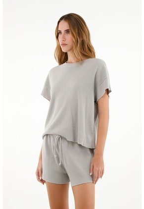 Pijama De Short Gris Para Mujer