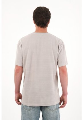 Camiseta Básica De Tela Con Textura Café Para Hombre