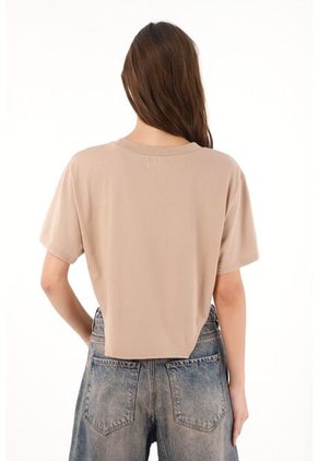 Tennis Camiseta Amplia Con Cortes Laterales Café Para Mujer