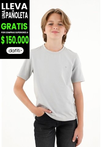 Camiseta Gris Manga Corta Para Niño Tennis