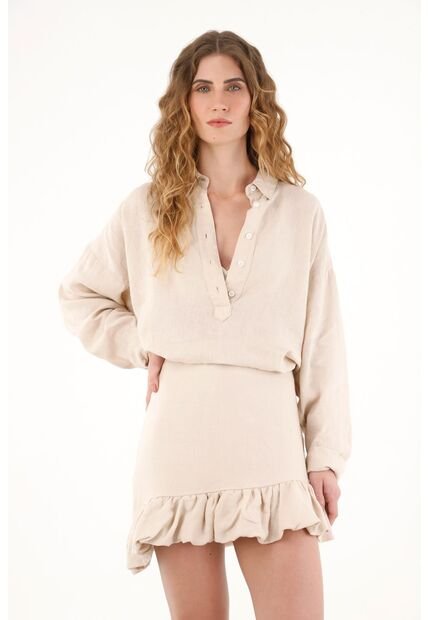 Tennis Camisa Crudo En Lino 100% Para Mujer