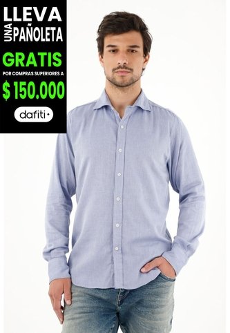 Tennis Camisa Azul Con Diseño Preteñido Manga Larga Para Hombre Tennis
