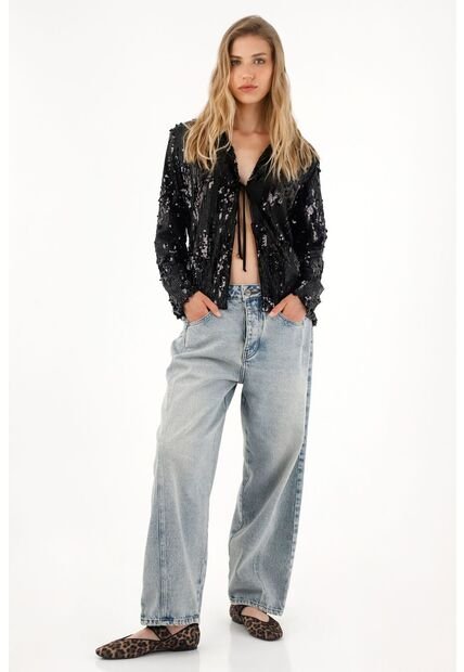 Tennis Abrigo Negro De Lentejuelas Para Mujer