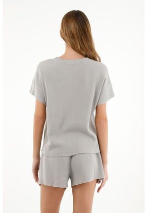 Pijama De Short Gris Para Mujer
