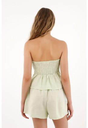 Tennis Camisa Strapless En 100% Lino Verde Para Mujer