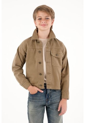 Chaqueta Café De Botones Para Niño Tennis