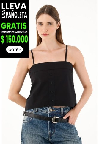 Tennis Camisa Negra De Escote Recto Para Mujer Tennis