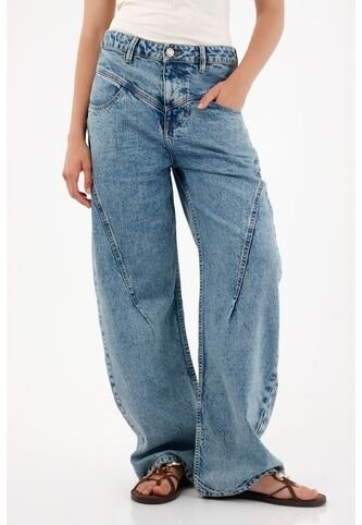 Tennis Jean Wide Leg De Tiro Bajo Azul Para Mujer Tennis