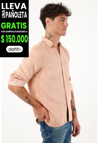 Camisa Manga Larga Rosada Con Teñido Overdye Para Hombre Tennis