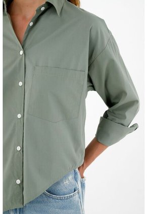 Camisa Manga Larga Verde Para Mujer