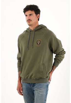 Tennis Buzo Hoodie Verde Con Bordado Decorativo Para Hombre