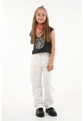 Jean Recto Crudo Con Apliques Para Niña Tennis