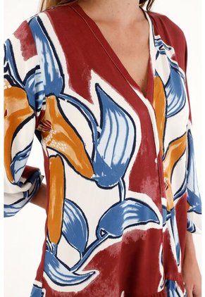 Vestido Manga Larga Estampado Para Mujer