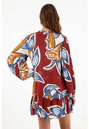 Vestido Manga Larga Estampado Para Mujer