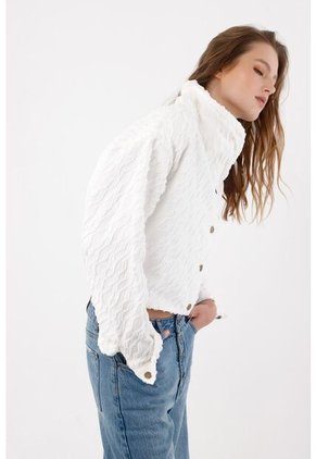 Tennis Chaqueta Con Textura En Relieve En Algodón Blanco Para Mujer