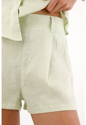 Tennis Short En 100% Lino Verde Para Mujer