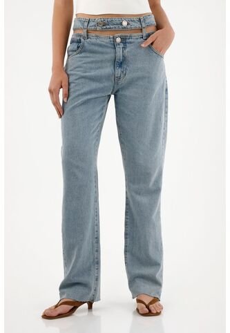 Tennis Jean Recto De Tiro Alto Con Diseño Cut Out Para Mujer Tennis