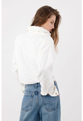 Tennis Chaqueta Con Textura En Relieve En Algodón Blanco Para Mujer