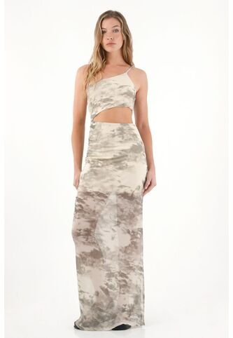 Tennis Vestido Largo En Malla Estampada Con Brillos Para Mujer Tennis