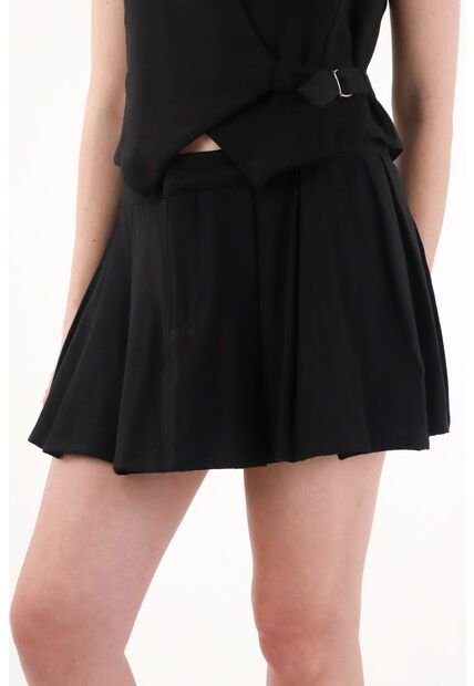 Tennis Falda Corta Con Tablas Negra Para Mujer