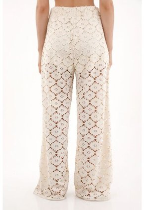 Tennis Pantalón Wide Leg De Tejido Abierto Crudo Para Mujer