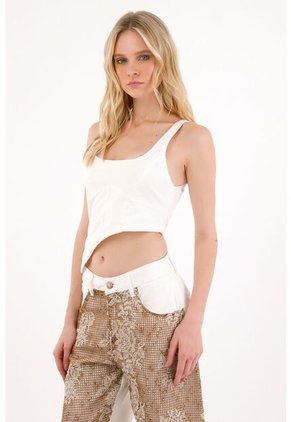 Camisa Tipo Crop Crudo Para Mujer