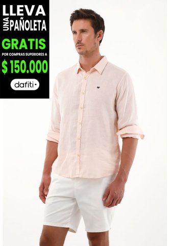 Camisa Rosada En Lino Para Hombre Tennis