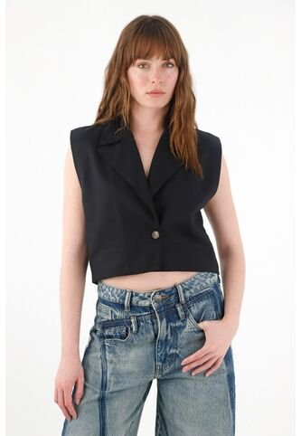 Tennis Chaleco Con Solapa Negro Para Mujer Tennis