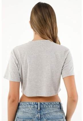 Camiseta Gris En Rib Para Mujer