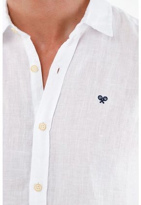Tennis Camisa Blanca En Lino Para Hombre