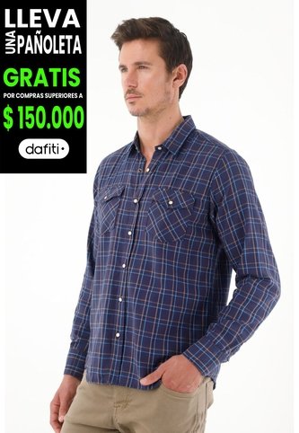 Tennis Camisa A Cuadros Cuello Clásico Azul Para Hombre Tennis