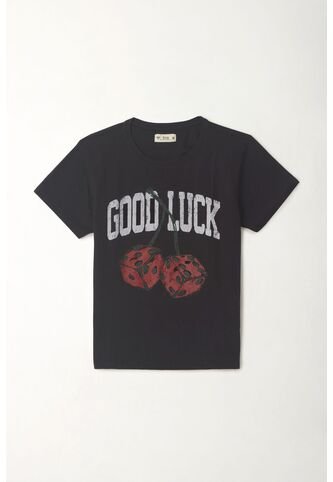 Tennis Camiseta Manga Corta Estampada Negra Para Mujer Tennis