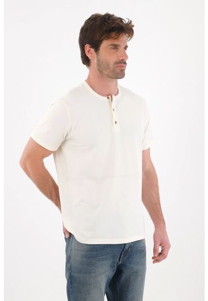 Tennis Camiseta Cuello Neru Con Botones Crudo Para Hombre