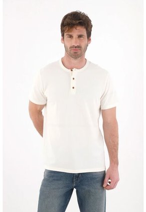 Tennis Camiseta Cuello Neru Con Botones Crudo Para Hombre