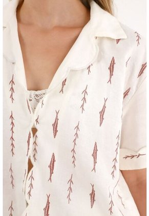 Tennis Camisa Manga Corta Con Estampado De Peces Para Mujer