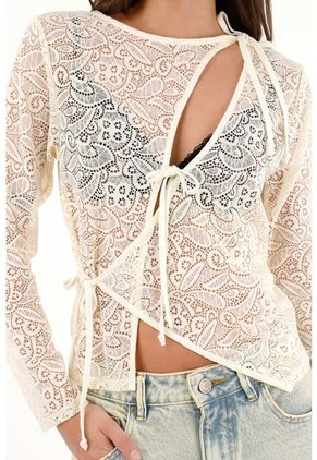 Camiseta Pretinera Con Tela Transparente Para Mujer