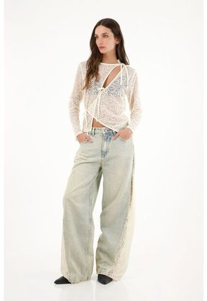 Camiseta Pretinera Con Tela Transparente Para Mujer