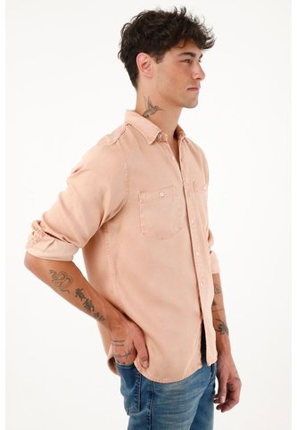 Camisa Manga Larga Rosada Con Teñido Overdye Para Hombre Tennis