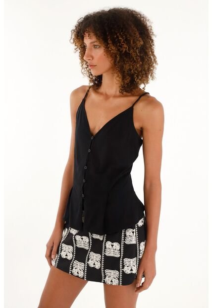 Tennis Camiseta De Tiras Graduables Negra Para Mujer