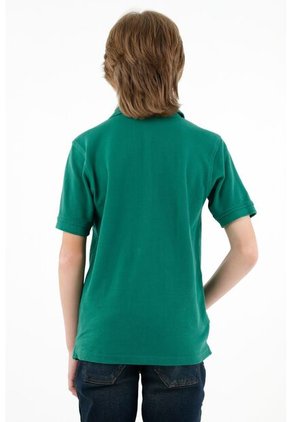 Polo Cuello Tejido Verde Para Niño