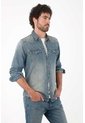 Tennis Camisa Para Hombre De Algodón índigo Fit Relajado Lavado Vintage de Tennis