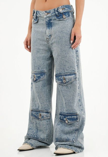 Jean Wide Leg Azul Para Mujer