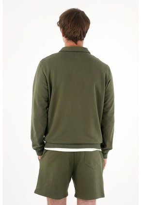 Tennis Buzo Tipo Polo Con Bolsillo Canguro Verde Para Hombre